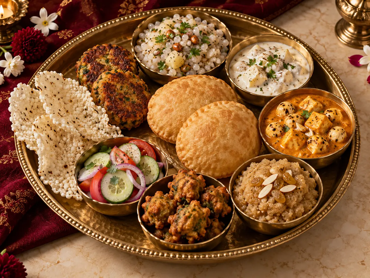 Premium Navratri Thali served on a brass platter