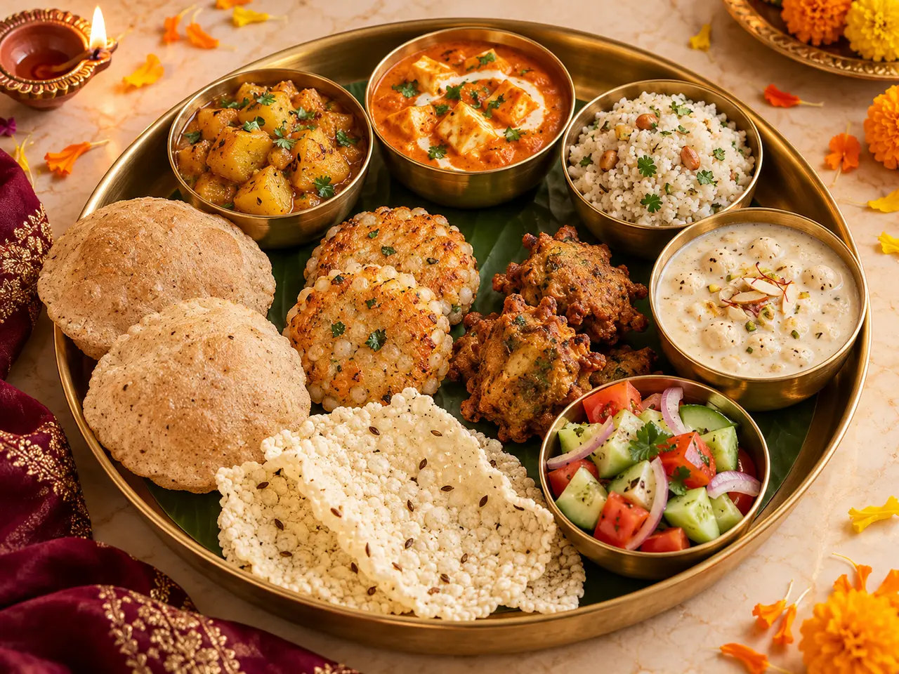 Navratri Thali with vrat-friendly dishes